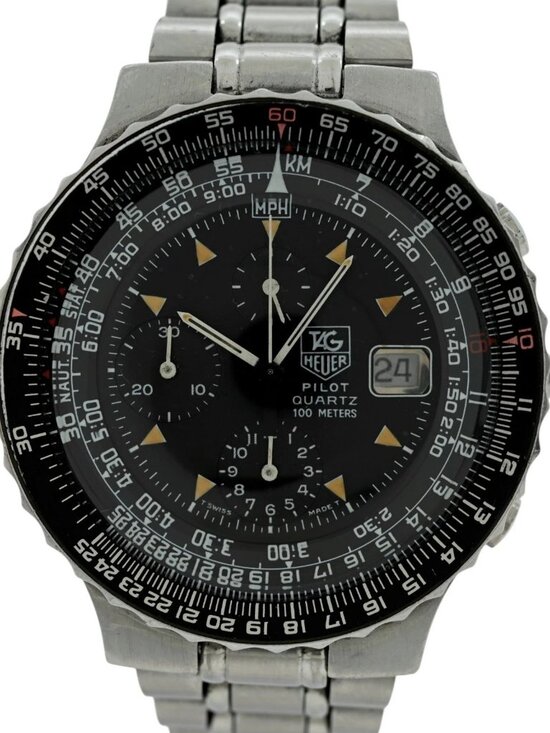 Tag Heuer 43mm Men\'s Vintage Pilot Black Dial SS Aviation Watch Ref: 230.206! main image 8